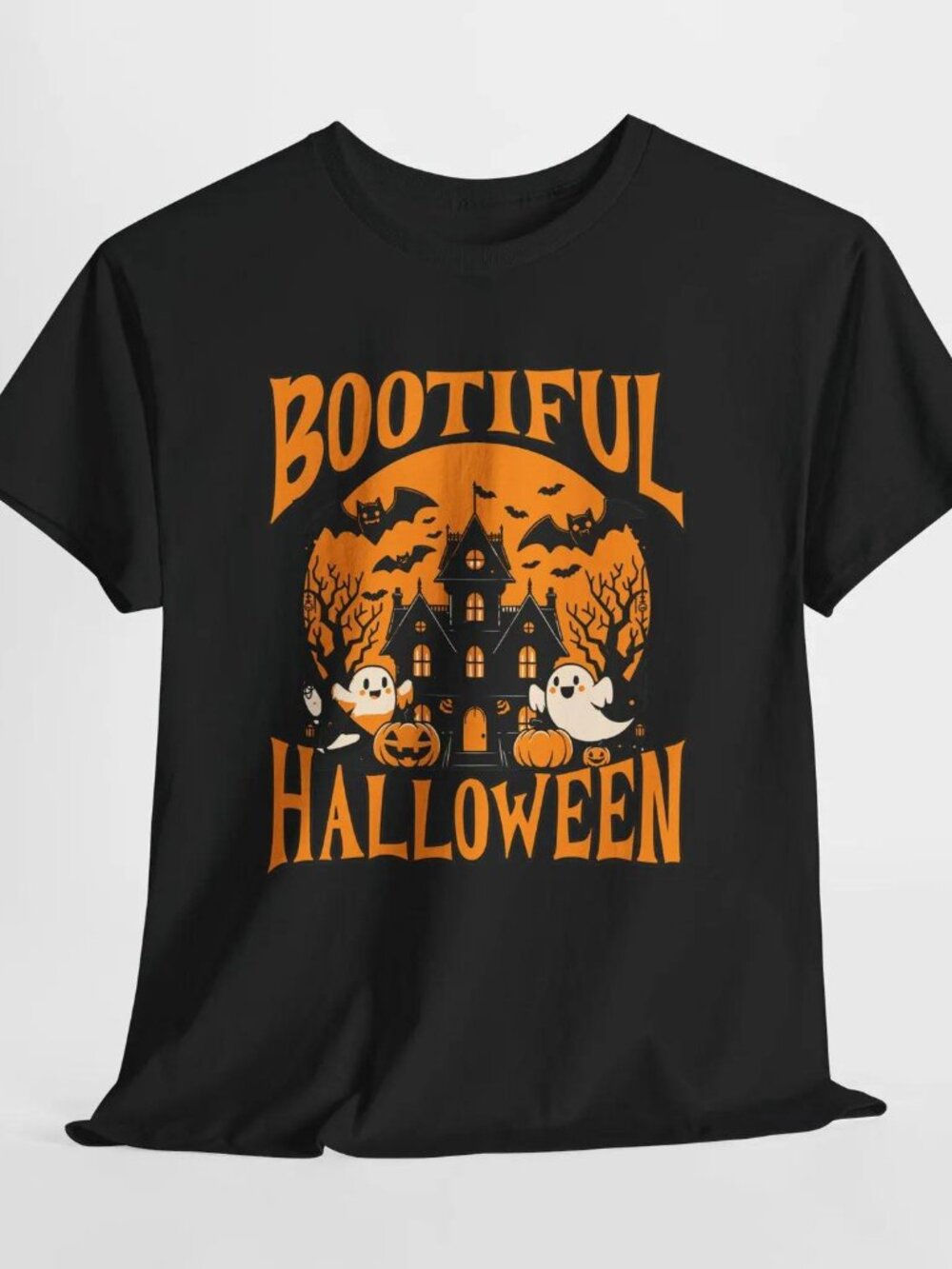 Bootiful Halloween Haunted House T-Shirt, Spooky Ghost Graphic Tee